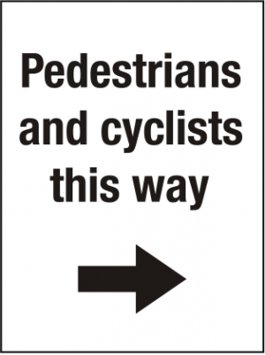 Pedestrian & Cyclists This Way Right Arrow