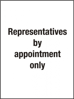 Representatives By Appointment Only
