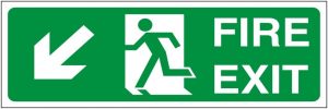 Fire Exit Left Down Diagonal Arrow