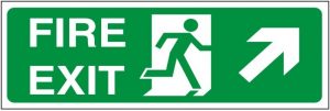 Fire Exit Right Up Diagonal Arrow