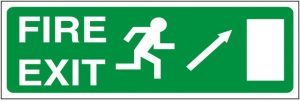 Fire Exit Right Up Diagonal Arrow