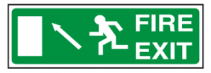 Fire Exit Left Up Diagonal Arrow